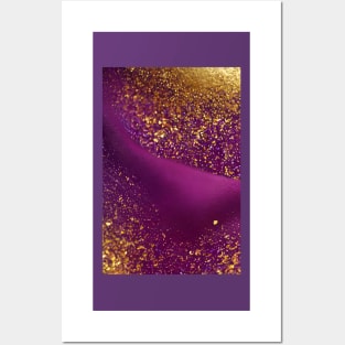 Purple & Gold Liquid Glitter 03 Posters and Art